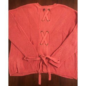 Lucky Brand | Coral /Orange Tie-Detail Sweater | Large | NWOT
